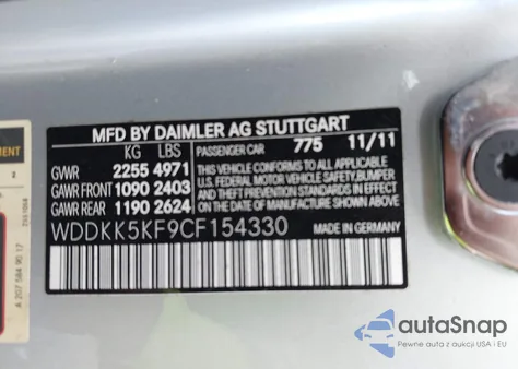 2012 Mercedes-Benz E 350 from USA, damaged, VIN WDDKK5KF9CF154330